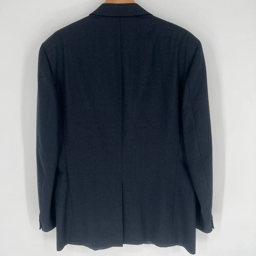 Belvest Sports Coat Mens 44 L Super 100s Worsted Wool Italy Navy Blue Blazer